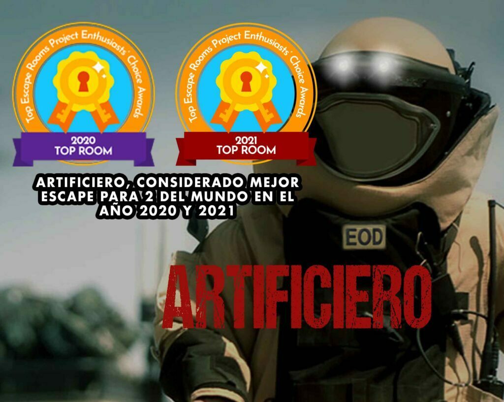Imagen del juego artificiero; Con sus respectivos premios como el Mejor Escape Room para parejas